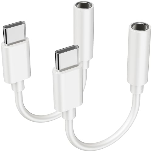 2PCS Type USB C to 3.5mm Female Headphone Jack Adapter | USB C to Aux Audio Dongle Cable Cord, Compatible with Samsung S20/S20+/S20 Ultra, Pixel 4/+4XL, and More USB C Devices - size: 4.2 IN-2PCS