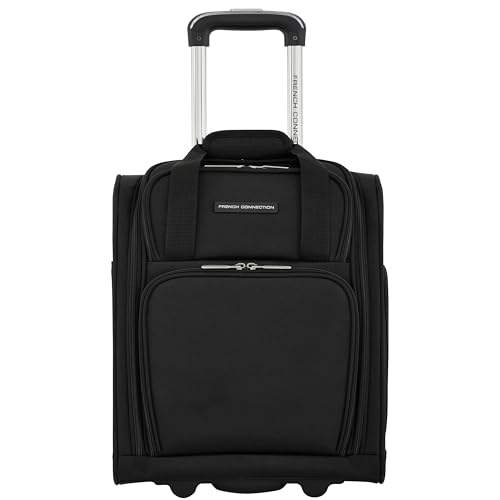 French Connection 16" Underseat Carry-On Luggage with USB/USB-C Ports, Black - color: Black