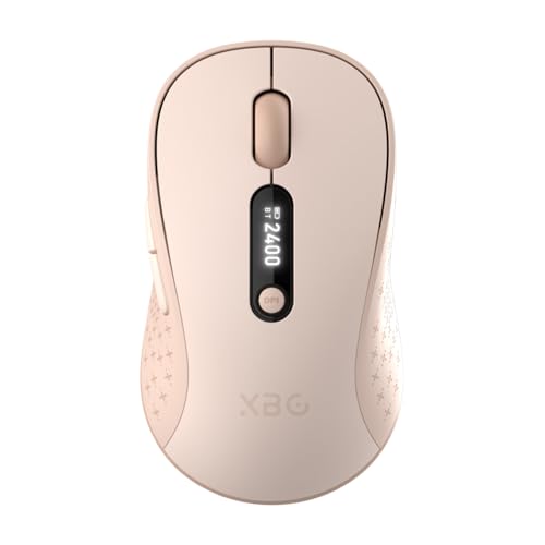 XBG B15Pro Tri-Mode Wireless Bluetooth Mouse with LED Display for Laptop | Bluetooth 5.0/4.0 & 2.4G, 2400 DPI, 500mAh Type-C Rechargeable, Ergonomic Silent Click, Multi-Device for PC Tablet Office - style: B15 Pro-Pink