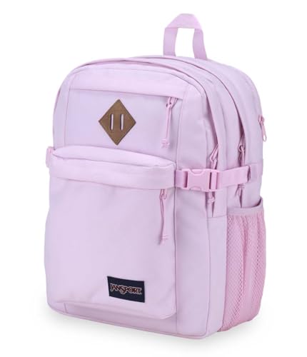 JanSport Main Campus FX Backpack - Travel or Work Bag w 15-Inch Laptop Pack with Leather Trim, Pink Ice - color: Pink Ice