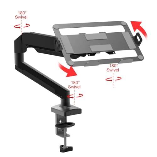 Laptop Arm Mount Adjustable Laptop Desk Mount 2-9kg Gas Spring Arm Up to 17.3 Inch Laptop Holder Tray Desktop Stand Clamp-on(Silvery)