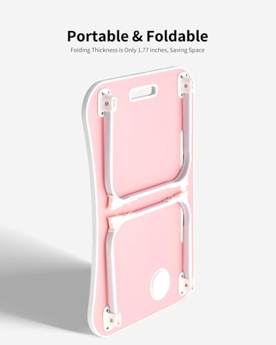 Foldable Lap Desk, Laptop Bed Desk, Portable Lap Table, Laptop Bed Table with Cup Holder & Tablet Slot & Lifting Handle for Working Writing Drawing & Eating - Pink - color: Pink