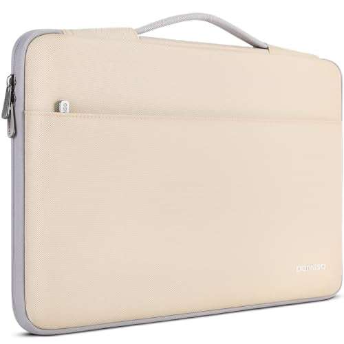 DOMISO 15.6 inch Laptop Case Sleeve Protective Cover Compatible with 16 inch MacBook Pro M4 M3 M2/Pro Max,15.6-16 inch HP Dell ASUS Lenovo Chromebook,Waterproof Computer Cases Bag with Handle,Beige - color: Beige, size: 15.6"