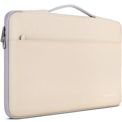 DOMISO 15.6 inch Laptop Case Sleeve Protective Cover Compatible with 16 inch MacBook Pro M4 M3 M2/Pro Max,15.6-16 inch HP Dell ASUS Lenovo Chromebook,Waterproof Computer Cases Bag with Handle,Beige - color: Beige, size: 15.6"