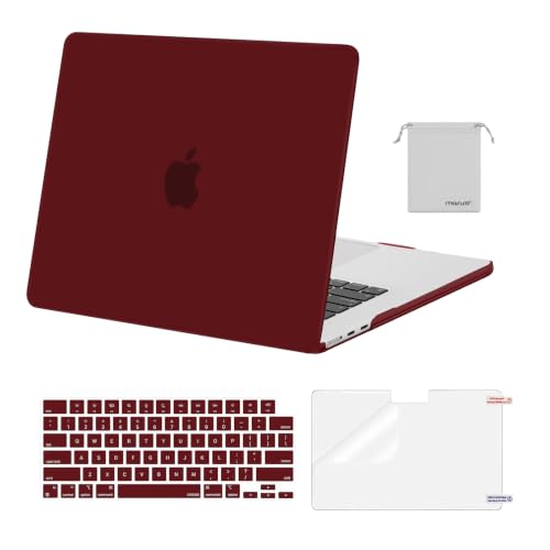 MOSISO Compatible with MacBook Air 15 inch Case M5 2026 M4 M3 M2 2025-2023 | A3448 A3241 A3114 A2941, Scratch-Resistant Protective Hard Shell Case&Keyboard Cover&ScreenFilm&Pouch, Burgundy - color: Burgundy
