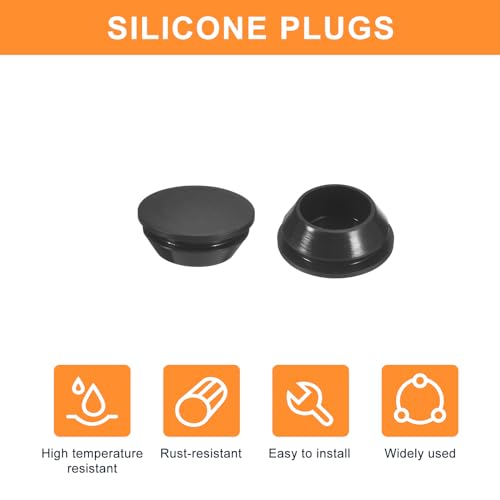 Uxcell 25Pcs Silicone Rubber Round Snap-in Locking Plugs for 18-19mm Holes, Waterproof Stoppers for Metal Tube, Furniture End Caps Inserts, Black - size: 18-19mm