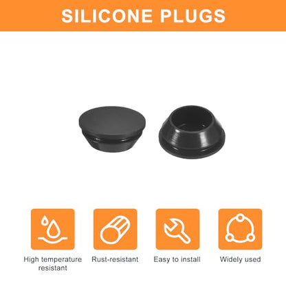 Uxcell 25Pcs Silicone Rubber Round Snap-in Locking Plugs for 18-19mm Holes, Waterproof Stoppers for Metal Tube, Furniture End Caps Inserts, Black - size: 18-19mm
