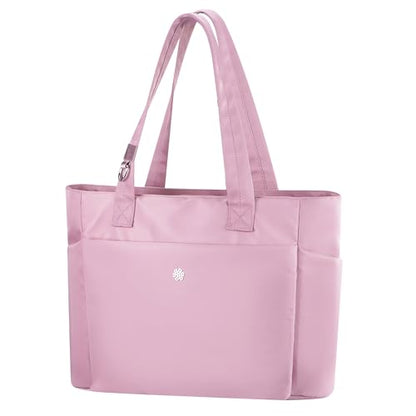 questAll Lightweight Large Capacity Laptop Tote for Women, Waterproof Carnvas Shoulder Bag, Fits 15" Laptop 9006 - color: Pink