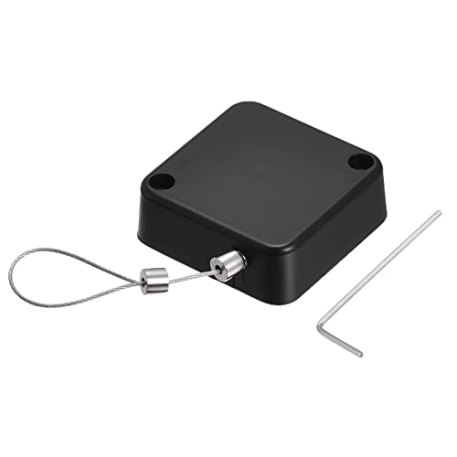 MECCANIXITY Retractable Cable Lock with Self-Adhesive, Remote Control Security Lock Anti-Lost 2m Rope Hardware Cable Lock 200g Tensile Force, Black