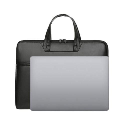 Tote Laptop Bag with Handles Zippers Organize for Notebook Computer Sleeve Handbag Bag Leather Laptop for Men - color: Black