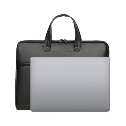 Tote Laptop Bag with Handles Zippers Organize for Notebook Computer Sleeve Handbag Bag Leather Laptop for Men - color: Black