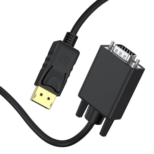 Vanjua DisplayPort to VGA Cable, 1.8M/5.9FT Display Port of Computer/Laptop to VGA of Monitor/Projector Adapter (Not Bidirectional)