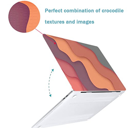 LanBaiLan Compatible for New MacBook Air 13 inch 2020 2019 2018 Release A2337 M1 A2179 A1932 Retina Display with Touch ID Plastic Crocodile Leather Texture Protective Case & Keyboard Cover, Colorful - color: Colorful