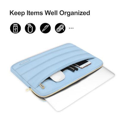 MOSISO Laptop Case 14 inch, 14 inch Puffy Laptop Sleeve Compatible with HP Lenovo Dell ASUS Acer, HP Stream, Dell Latitude, Lenovo IdeaPad, Polyester Horizontal Bag with Small Case, Air Blue - color: Air Blue, size: 14 inch