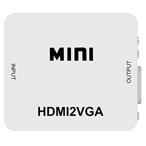 Female HDMI in to Female VGA Out Adapter with 3.5mm Audio Port (PC HDMI Source Output to VGA TV) for Old Computer Monitor Laptop Projector 1080P Video