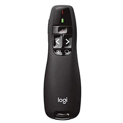 Logitech Wireless Presenter R400, Wireless Presentation Remote Clicker with 50 ft Red Laser Pointer 910-001356 (Renewed)
