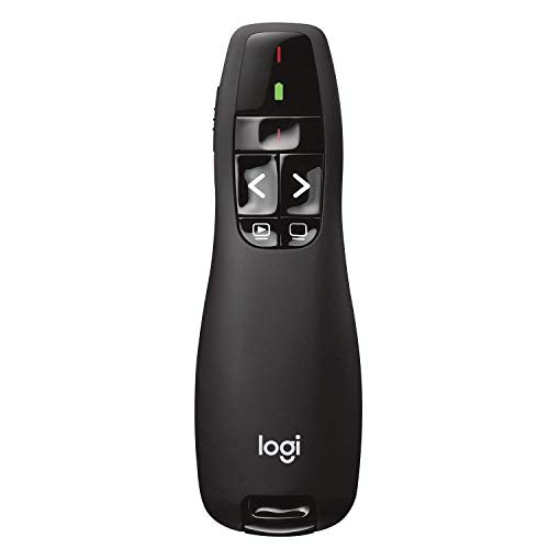 Logitech Wireless Presenter R400, Wireless Presentation Remote Clicker with 50 ft Red Laser Pointer 910-001356 (Renewed)