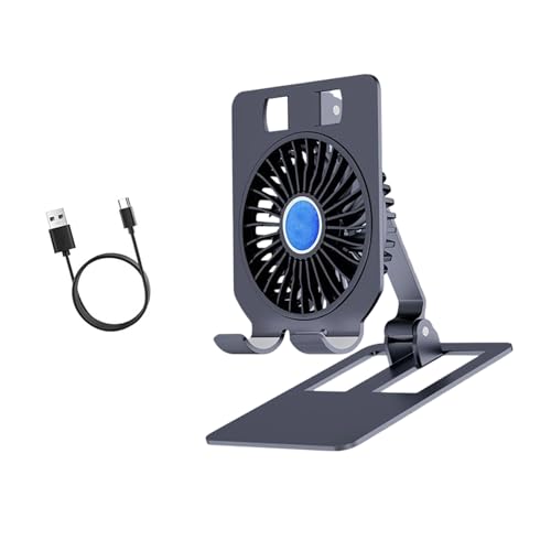 Aluminum Phone Tablets Cooling Stand with Built in Fan for Gaming and Streaming Foldable Design USB Type C Power Laptop Cooling Fan - color: Black