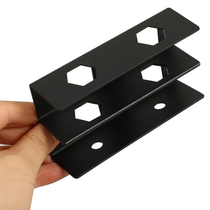Cabilock Desk Laptop Mount Metal Bracket with Screws Double Layer Storage Stand for Keyboard and Network Switcher, Universal Black Laptop Holder for Home and Office Use