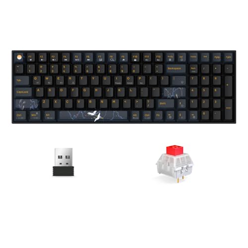 Newmen GM1000 Wireless Mechanical Gaming Keyboard,Bluetooth 2.4G/Wired | Hot Swappable,Custom,RGB Backlit Mechanical Keyboards,Anti-Ghosting,Num Pad ,Mac/Win,Blueblack Keycaps,Box-Red Switch - color: BlueBlack Keyboard-BOX red Switch
