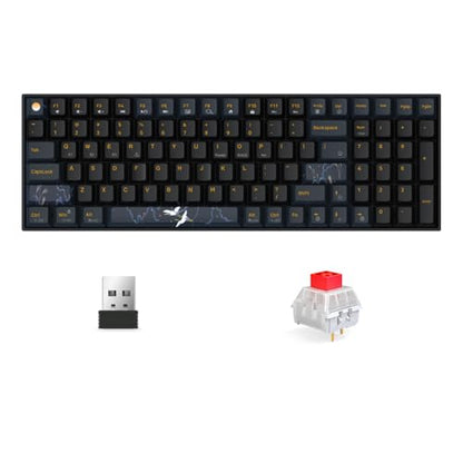 Newmen GM1000 Wireless Mechanical Gaming Keyboard,Bluetooth 2.4G/Wired | Hot Swappable,Custom,RGB Backlit Mechanical Keyboards,Anti-Ghosting,Num Pad ,Mac/Win,Blueblack Keycaps,Box-Red Switch - color: BlueBlack Keyboard-BOX red Switch