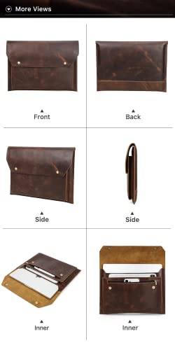Top Grain Leather 14.2" Laptop Sleeve Bag, Magnet Snap Button Design & 3 Pockets, Compatible with MacBook Pro/Air 14"/13.3"/13.6" 2021 2022 M1 Pro/M1 Max A2442 & Other PC, Coffee 14.2 Inch - color: 【Bag】Magnetic Snap Button & 3 Pockets - Coffee, size: 14.