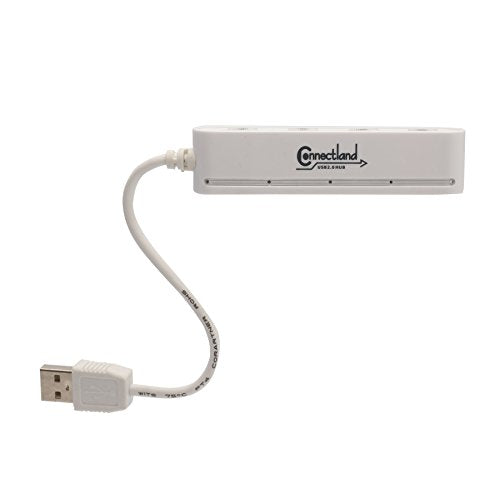 Connectland Utlra Slim USB 2.0 High-Speed 4 Port HUB with On Off Switch for Desktop and Laptops Windows Mac Linux CL-U2MNHUB-4W