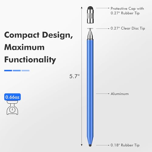MEKO 3 in 1 Stylus Pens for Touch Screens, High Sensitivity & Precision Capacitive Stylus Pencil for Apple iPad iPhone Tablets Samsung Galaxy All Universal Touchscreen Devices (2 Pack-Black/Blue) - color: Black/Blue