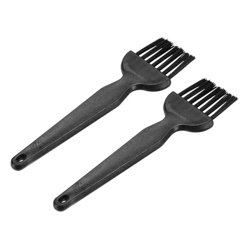 HARFINGTON 2pcs Antistatic Brush 25x30mm Portable PP Handle Nylon Anti Static Cleaning ESD Brushes for Electronics Computer Keyboard, Black