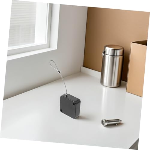 Vaguelly 3pcs Automatic Retractable Cable Holder Box Hasp Latch Lock Cable Tether Case for Remote Control Laptop Wire Box for Security