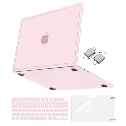 MOSISO Compatible with MacBook Air 15 inch Case M5 2026 M4 M3 M2 2025-2023 A3448 A3241 A3114 A2941, Matte Reinforced Corners Protective Hard Shell &Keyboard Cover&Screen Film&Type C, Pink - color: Pink