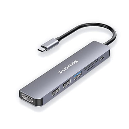 LENTION 7-in-1 USB C Hub, 4K@60Hz HDMI, 100W PD, Card Reader, USB 3.0 & 2.0 | Plug and Play, Stable Driver 3.0 Certified, for macOS, iOS/iPadOS, Windows & ChromeOS (CB-CE18, Space Gray) - color: Space Gray