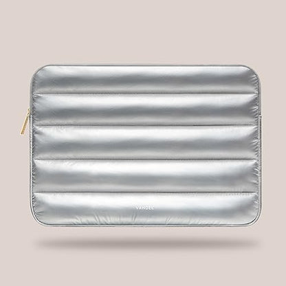 Vandel The Original Puffy Laptop Sleeve 13-14 Inch, Laptop Sleeve for Women | Protective Carrying Case Cover for MacBook Pro 14 in, MacBook Air 13 Inch, iPad Pro 12.9, Dell, Asus, HP - color: g. Shiny Silver