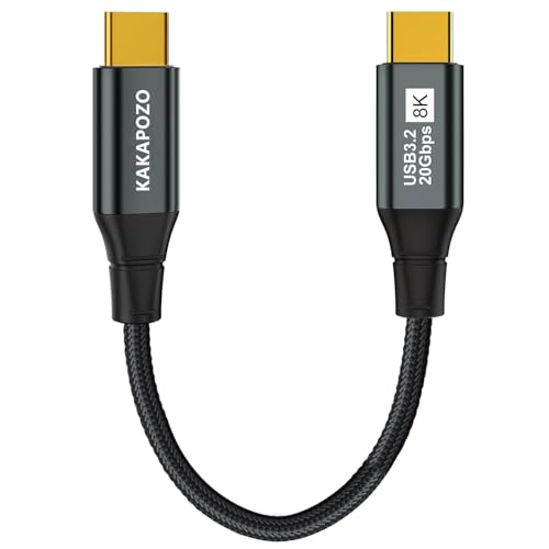Short USB C 3.2 Gen 2x2 Video Cable for Monitor - 1FT / 0.35M | 8K@60Hz/4K@120Hz, 100W PD Fast Charging, 20Gbps Data Transfer, Compatible with iPhone 17/16/15, MacBooks, iPad, Carplay - size: 1FT