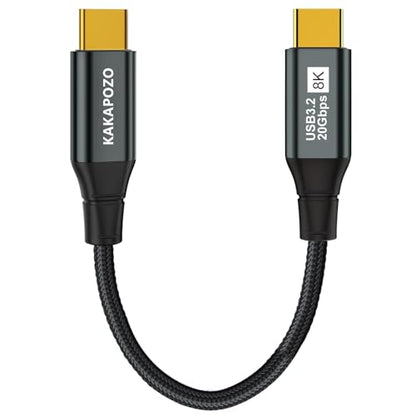 Short USB C 3.2 Gen 2x2 Video Cable for Monitor - 1FT / 0.35M | 8K@60Hz/4K@120Hz, 100W PD Fast Charging, 20Gbps Data Transfer, Compatible with iPhone 17/16/15, MacBooks, iPad, Carplay - size: 1FT
