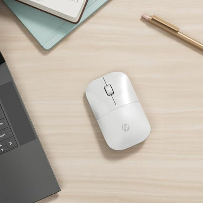 HP Z3700 Wireless Mouse, White, Slim, Multi-OS & Device Compatibility, 2.4 GHZ Connectivity, Multi-Surface Technology, Blue LED 1200 dpi Optical Sensor, Up to 16 Months Battery Life - color: White