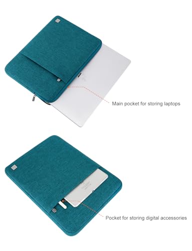 DOMISO Laptop Case Laptop Sleeve Cover Compatible with 15 inch MacBook Air M4/A3241 2025, M3/A3114,M2/A2941,15 inch MacBook Pro A1990 A1707,Compatible with Dell XPS 15 Plus with Pocket, Teal - color: Teal, size: 14 inch