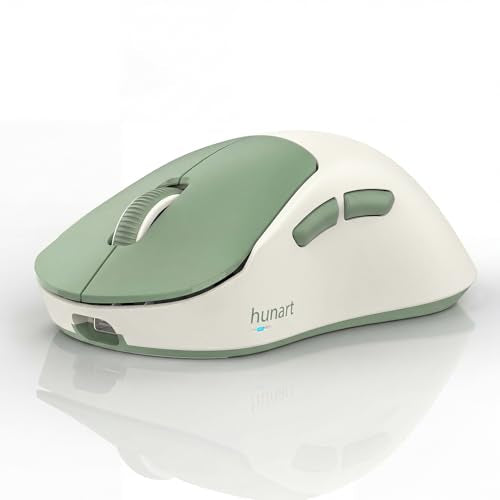 hunart H6 49g Wireless Mouse, Bluetooth & 2.4GHz Rechargeable Mouse, Lightweight Silent Ergonomic Mouse with USB-C Charging, Portable Right-Hand Office Mouse for Laptop, PC, MacBook, Tablet - Green - color: Green