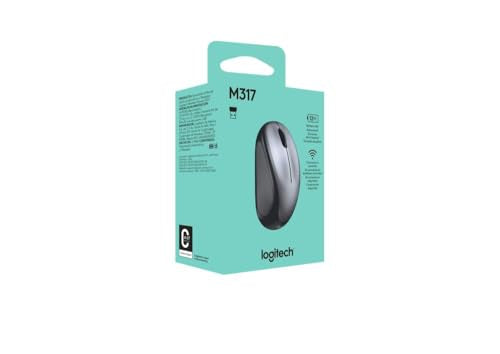 Logitech M317 Compact Ambidextrous 2.4 GHz Wireless Mouse - Colt Glossy | Ambidextrous with 2.4 GHz USB-A Nano Receiver, 1000 dpi optical tracking, 12-months battery life, PC, Mac, laptop compatible - color: Colt Glossy