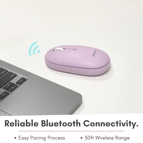 Macally Bluetooth Mouse Purple | Wireless Mouse - Comfortable and Quiet, Enjoy Strong Connection for Laptop, Mac, iPad - color: Purple