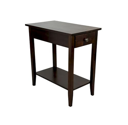 2-Tier Solid Acacia Recliner Table w/Drawer (Espresso) - color: Espresso