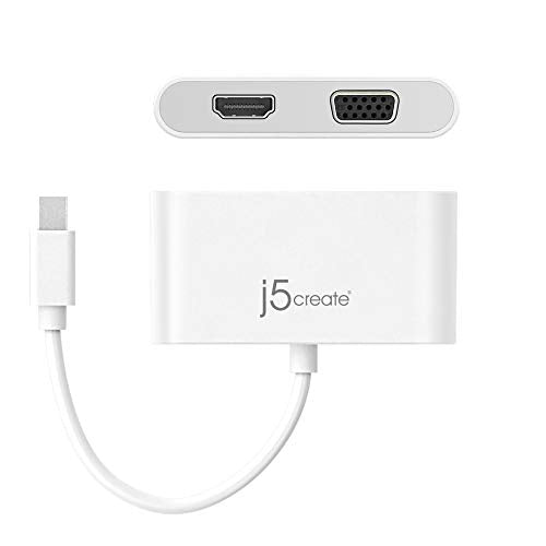 j5create USB-C to HDMI/VGA Adapter - Support 4K60Hz HDMI or 1080p VGA, Mirror and Extended Mode - Compatible with iPad Pro, MacBook, Surface Laptop and Thunderbolt 3/4 (JCA174)