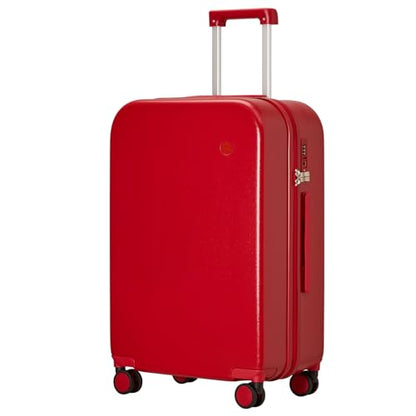 mixi Luggage Suitcase with Spinner Wheels, Hardside Rolling Suitcase PC with Cover & TSA Lock Lightweight Travel Case 24in Checked in, Red - color: Red, size: 24in Checked in