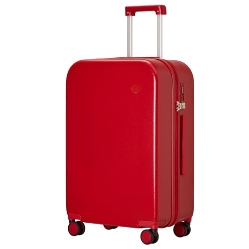 mixi Luggage Suitcase with Spinner Wheels, Hardside Rolling Suitcase PC with Cover & TSA Lock Lightweight Travel Case 24in Checked in, Red - color: Red, size: 24in Checked in