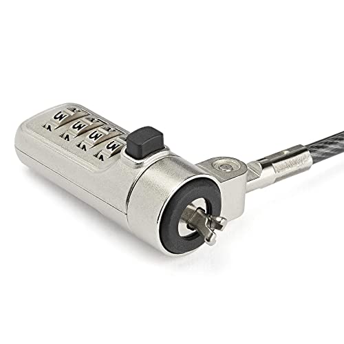 StarTech 6.6ft (2m) Laptop Cable Lock, Portable, TAA | 4-Digit Combination Laptop/Desktop Security Cable Lock for Wedge Slot Computers, Anti-Theft Vinyl-Coated Steel Combo - size: Nobel Wedge, style: Resettable Combination