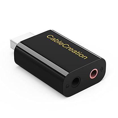 CableCreation USB Audio Adapter with 3.5mm Jack, USB External Stereo Card | External Stereo Sound Card with 3.5mm Earphone and Microphone for PS4, PS5, Windows, Mac, Linux, Plug and Play, Black - color: Black, size: 1-Pack