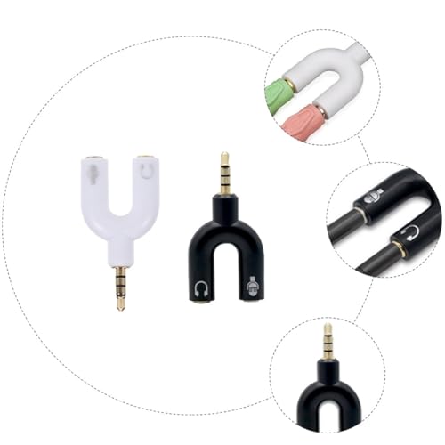 2pcs Audio Converter Y Jack Adapter Male to Dual Female Port Headphone Splitter Compatible with Phone Laptop Tablet for Headset Microphone Recording