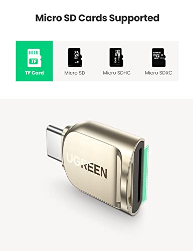 UGREEN USB C Micro SD Card Reader Type C to Micro SD Card Adapter | Zinc Alloy External, Portable SD Card Reader USB C for TF Micro SDHC SDXC, Compatible with Samsung/Mac/iPad Pro/iPhone 15 16