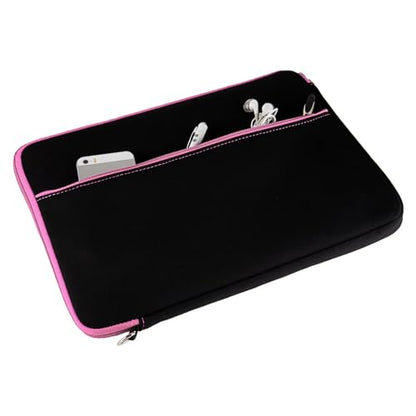 Neoprene 13.3 inch Laptop Sleeves, Slim Computer Bag for 13 in Notebooks, Tablets, Protective Cover for Men and Women - color: Black / Soft Pink