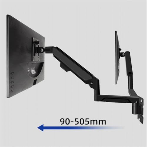 Adjustable Monitor Arm Wall Mount Monitor Arm with Laptop Tray, Aluminum Gas Spring Full Motion Laptop Mount Arm Fits Max 32 inch, 19.8 lbs Screens/ 10-17" Laptop Monitor Arm Mount(Black) - color: Black